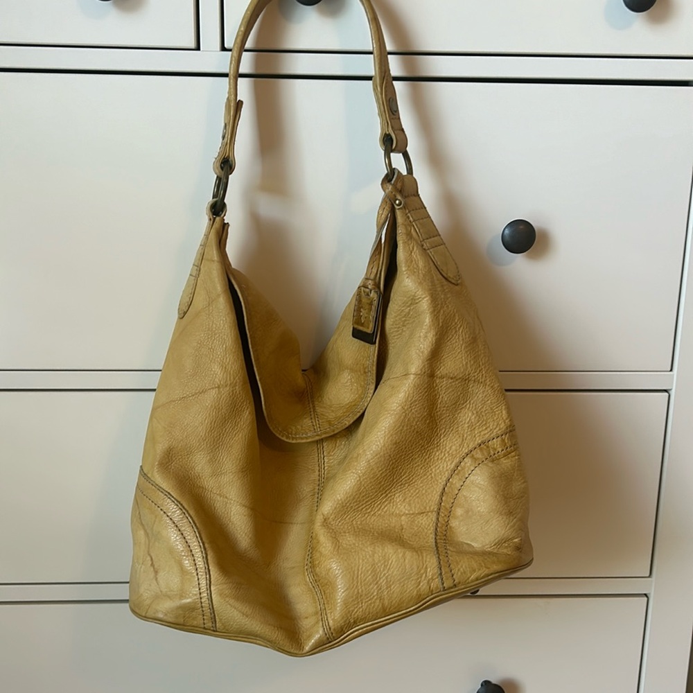 FRYE leather bag… campus hobo bag. Antiqued leather in a banana gold color.
